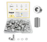 Fangyan 10 PCS M10 x 20mm Hex Socket Cap Head Bolts Set, Stainless Steel Machine Screws with Hex Nuts, Flat & Spring Washers Assortment Kit for Electronics, Small Equipment & DIY Repair