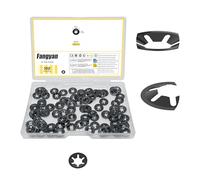 Fangyan 100Pcs M3 x 9mm Starlock Washers, Internal Tooth Quick Locking Push On Speed Clip Fasteners, 65Mn Black Alloy Lock Washers