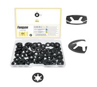 Fangyan 100Pcs M5 x 12mm Starlock Washers, Internal Tooth Quick Locking Push On Speed Clip Fasteners, 65Mn Black Alloy Lock Washers