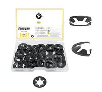 Fangyan 50Pcs M8 x 18mm Starlock Washers, Internal Tooth Quick Locking Push On Speed Clip Fasteners, 65Mn Black Alloy Lock Washers