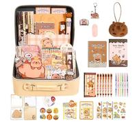 FANGZ Capybara Stationery,Fun Cute Large Capacity Stickers - Capybara Pencil Box - for Rulers Notepads Pen Holders Erasers Art Marker Makeup Travel Offices Drawing Writing Home