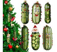 FANGZ Christmas Pickle Ornament Tradition,6X Christmas Tree The Pickle Ornament - Acrylic 2D Flat Holiday Ornaments Decor With Rope For Tradition Decor Parties Favor