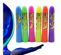 FANGZ Glow in The Dark Body Paint, Glow Paint for Skin 6Piece, Long-Lasting Quick-Drying Pen Markers Glitter Makeup for Parties Music Festivals Themed Weddings Cosplay Events Halloween Costumes