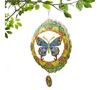 FANGZ Metal Butterfly Wind Spinners Outdoor | Rustic Metal Patio Decor,Hangable Wind Sculpture Spinners | for Patio Yard Backyard Courtyard Balcony Housewarming Birthday