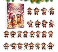 FANGZ Monkey Countdown Calendar | 2D Cute Monkey Christmas Tree Ornament,Home Decor for Home Apartment Dormitory Classroom Room Car Thanksgiving