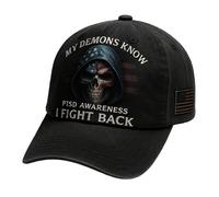 FANGZ My Demons Know I Fight Back Hat, PTSD Awareness Hat, PTSD Baseball Cap, Unisex Adjustable Vintage Cotton Hats