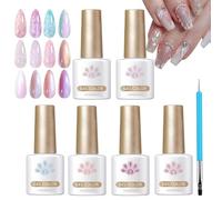 FANGZ Nail Polish - Shimmer Nail Polish - 6 Colors Glitter Top Coat Fingernail Art Manicure Supplies for Women, Home or Salon Use