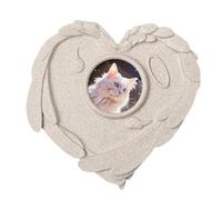 FANGZ Pet Grave Stone - Cat Grave Marker,Heart Shape Cemetery Marker with Photo Frame, Keepsake Sympathy for Garden Decoration