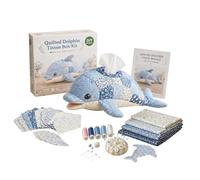 FANGZ Quilted Sea Animal Tissue Box DIY Kit for Adults, Complete Patchworks Dolphins Whales Turtles Starfish Animals Sewing Craft Kit for Home Bedroom Desk Decor