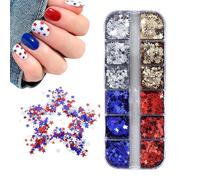 FANGZ Star Glitter - 12-Grid 4 Colors Patriotic Decoration - Nails Star Glitter - for Art Crafts Makeup Beauty Cosmetics Salon Home Party Celebration Holiday New Year