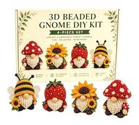 FANGZ Tiny 3D Beaded Gnome DIY Kit, Cute Bird Gnome Beading Craft Set with Instructions, Handmade Bead Art Decor Gift for Adults Teens Beginners & DIY Craft Lovers