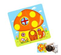 FANGZ Wooden Puzzles | Mushroom House Educational Toys,Cartoon House Puzzle Toys | for Kids Boys Home Travel Homeschool Playroom Classroom Christmas Birthday Holiday