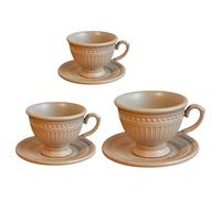 FANGZESHI 3Pieces Metallic TeaCup and Saucer Set, Milk color | Metal Teaset for Doll House Collection Enhancement Scene Decors