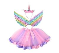 FANGZESHI Fairy Headbands with Tutus Skirts | 3Pcs Unicorns Costume Set for Kids Halloween Birthday Party Decors Outfit Pretend Play Toy for Little Girls