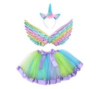 FANGZESHI Fairy Headbands with Tutus Skirts | 3Pcs Unicorns Costume Set for Kids Halloween Birthday Party Decors Outfit Pretend Play Toy for Little Girls