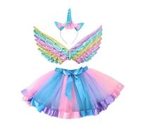 FANGZESHI Fairy Headbands with Tutus Skirts | 3Pcs Unicorns Costume Set for Kids Halloween Birthday Party Decors Outfit Pretend Play Toy for Little Girls