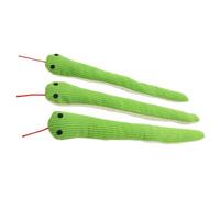 FANGZESHI Plush Snake Pet Toy Dogs and Felines At Play, 3 pcs | Green and Cream Color Pattern, Black Eye and a Red Tongue, Elongated Plush Snake Form for Cats and Dogs