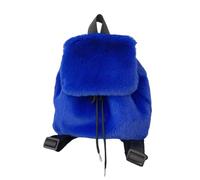 FANGZESHI Trendy Soft Furry Plush Backpack with Flap Covers, Blue | Elegant Soft Furry Small Shoulder Bag with Secure Drawstring Closures Flap Covers for Women Girls Everyday Use