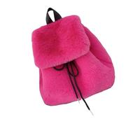 FANGZESHI Trendy Soft Furry Plush Backpack with Flap Covers, Hot, B | Elegant Soft Furry Small Shoulder Bag with Secure Drawstring Closures Flap Covers for Women Girls Everyday Use