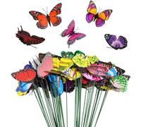 FANGZHE 50PCS Garden Butterflies Stakes, Colorful Garden Decorative Stakes, PVC Waterproof & Durable, Vibrate in Breeze, Multi-Angle Display, Indoor/Outdoor Use