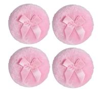 Fangzichen 4Pcs Large Fluffy Powder Puff, 3.5 Inch Body Powder Puff, Soft Washable Reusable Dusting Powder Puff, Loose Powder Puffs for Wet Dry Makeup Face Body (Pink)