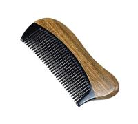 Fangzichen Exquisite Natural Ox Horn Pocket Hair Comb - Natural Green Sandalwood Buffalo Horn Comb 100% Handmade Premium Quality Anti-Static Comb Without Handle (Palm Siz)