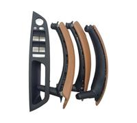 FANGZIQF Inner Door Pull Handles LHD Interior Door Handle with Leather Cover Assembly Full Set for X5 for X6 E70 E71 E72 2007-2014(Sattel Brown)