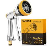 FANHAO 100% Metal Hose Pipe Spray Gun Heavy Duty, 7 Spray Patterns | High Pressure Leakproof, Ergonomic Grip, Front Trigger Garden Spray Gun for Watering Lawn Plants, Washing Cars & Pets