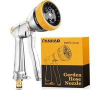 FANHAO 100% Metal Hose Pipe Spray Gun Heavy Duty, High Pressure | 7 Spray Patterns, Ergonomic Grip, Front Trigger Garden Spray Gun for Watering Plants & Lawns, Washing Cars & Pets