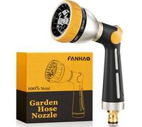 FANHAO 100% Metal Thumb Control Hose Pipe Spray Gun, 8 Spray Patterns