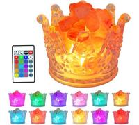 FANHAO Crown Himalayan Salt Lamp 16 Colors Salt Rock Lamp with Remote Brightness Adjustable, USB Natural Crystal Rock Night Light for Decoration, Lighting and Gifts