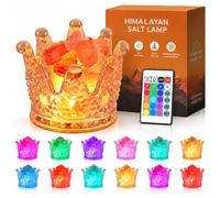 FANHAO Crown Himalayan Salt Lamp, 16 Colors Salt Rock, Remote Control | Brightness Adjustable, USB Natural Crystal Chunks Salt Lamp, Ideal for Home, Bedrome Decor, Relaxation, Gift-Giving