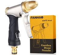 FANHAO Garden Hose Spray Gun with Adjustable Patterns, 100% Heavy Duty Metal Hose Pipe Spray Gun High Pressure Hose Nozzle for Lawn and Garden, Car & Pet Washing, Full Brass Nozzle + Non-Slip Grip