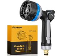FANHAO Heavy Duty Garden Hose Spray Gun, Metal Water Hose Gun with 10 Spray Patterns, Thumb Control, On Off Valve, High Pressure Hose Nozzle for Plants Watering, Car and Pet Washing, Blue