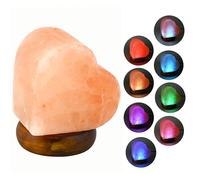 FANHAO Himalayan Salt Lamp 8 Colors, 100% Authentic Natural Crystal Salt Rock Lamp, Hand Carved Heart Salt Crystal Lamp, USB Small Salt Lamp Night Light for Home Decor and Gift