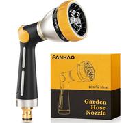 FANHAO Hose Pipe Spray Gun, 100% Heavy Duty Metal Hose Spray Gun with Thumb Control, High Pressure Hose Nozzle with 8 Adjustable Spray Patterns for Watering Plants, Washing Cars and Showering Pets