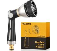 FANHAO Metal Hose Pipe Spray Gun, 8 Patterns, Thumb Control, On Off Valve