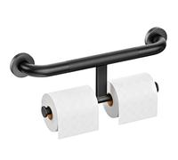 FANHAO Shower Grab Bar w/Double Toilet Paper Roll Holder, 2-in-1 Safety Assist Bar Balanced Support Handle, Stainless Steel Wall Mounted Bathroom Handicap Grab Bar for Senior Elderly Disabled, 45.5cm