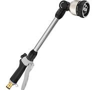 FANHAO Watering Lance Heavy Duty, 16 Inches Metal Garden Hose Wand with 8 Spray Patterns, Long Watering Wand Sprayer with ON/Off Thumb Control, Perfect for Hanging Baskets, Shrubs, Garden and Lawn