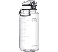 Fanhaw 1L Clear Tritan Water Bottle with Chug Lid, BPA-free, Wide Mouth, Leak Proof - for Gym, Travel, Home, School, Office (Clear&White)