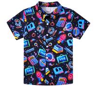 Fanient Boys Shirts Casual Short Sleeve Shirts Neon Inspirational Maths Print T Shirt Button Down Shirt 7-8 Years,S
