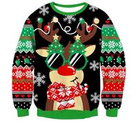 Fanient Kids Xmas Jumper Boys Christmas Sweater Christmas Reindeer Knit Pullover Long Sleeve Xmas Sweatshirt for Childs 13-14 Years