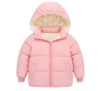 Fanient Little Girls'Coats Boy Padded Coat Detachable Hood Jacket 2-7 Years | Detachable Hood with Zipper,Classic Solid Color,Winter Padded Jacket,Zip up Coats with Pockets,Little Kids Windproof Coats