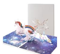 Fanimyholy Pop Up Card Unicorn, Pop Up Card Birthday, 3D Birthday Card Gift, Cute Unicorn Three-Dimensional Paper Sculpture, Surprise Gift for Family, Friends
