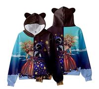 Faniths Men Sundrop and moondrop 3D Figure Printed Sweatshirt Adult Moondrop Sundrop Cat's Ear Shaped Hoodie, D, L