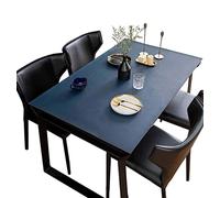 FANIVIN PU Tablecloths Desk Table Mat Tablecovers Rectangle Square Table Covers Double-Sided Multifunction Waterproof Dark Blue + Orange 85 * 150cm