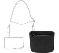 FANJI Project Purse Organizer Compatible with COACH Bleecker Bucket 28 | Handcrafted DuPont™ Tyvek®, Precision 1:1 Custom Fit Organizer Insert, Matte Black w/ Zipper, Keep Bag Clean & Protected