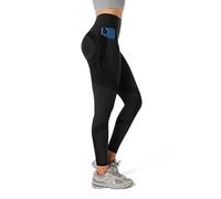 Fanka compression Body Sculpt Side Pocket Leggings for women No See Through Reversible Wear High Waisted Yoga Pants Workout Black, Black, Large