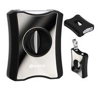 FANKAI Cigar Cutter,Stainless Steel V Cut with Cigar Punch,Cigar Stand, Sharp Blade Guillotine Up to 60 Gauge Push-Type Cigar V Cutter with Gift Box