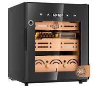 FANKAI Electric Humidor, Cigar Cabinet with Temperature & Humidity Control System, 50L Cooling Cigar Fridge up to 300 Counts, Cedar Wood Shelves,Digital LED Screen,Fingerprint Safety Lock,Gift for Men